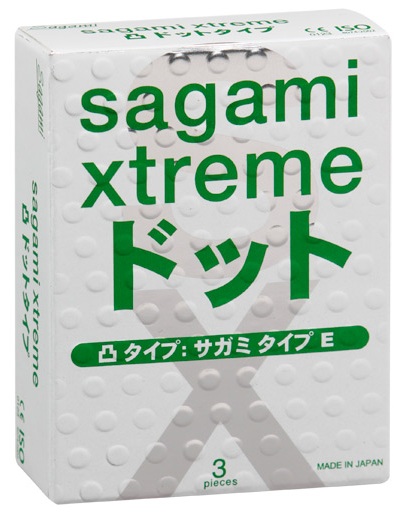 Презервативы Sagami Xtreme Type-E с точками - 3 шт. - фото 306652