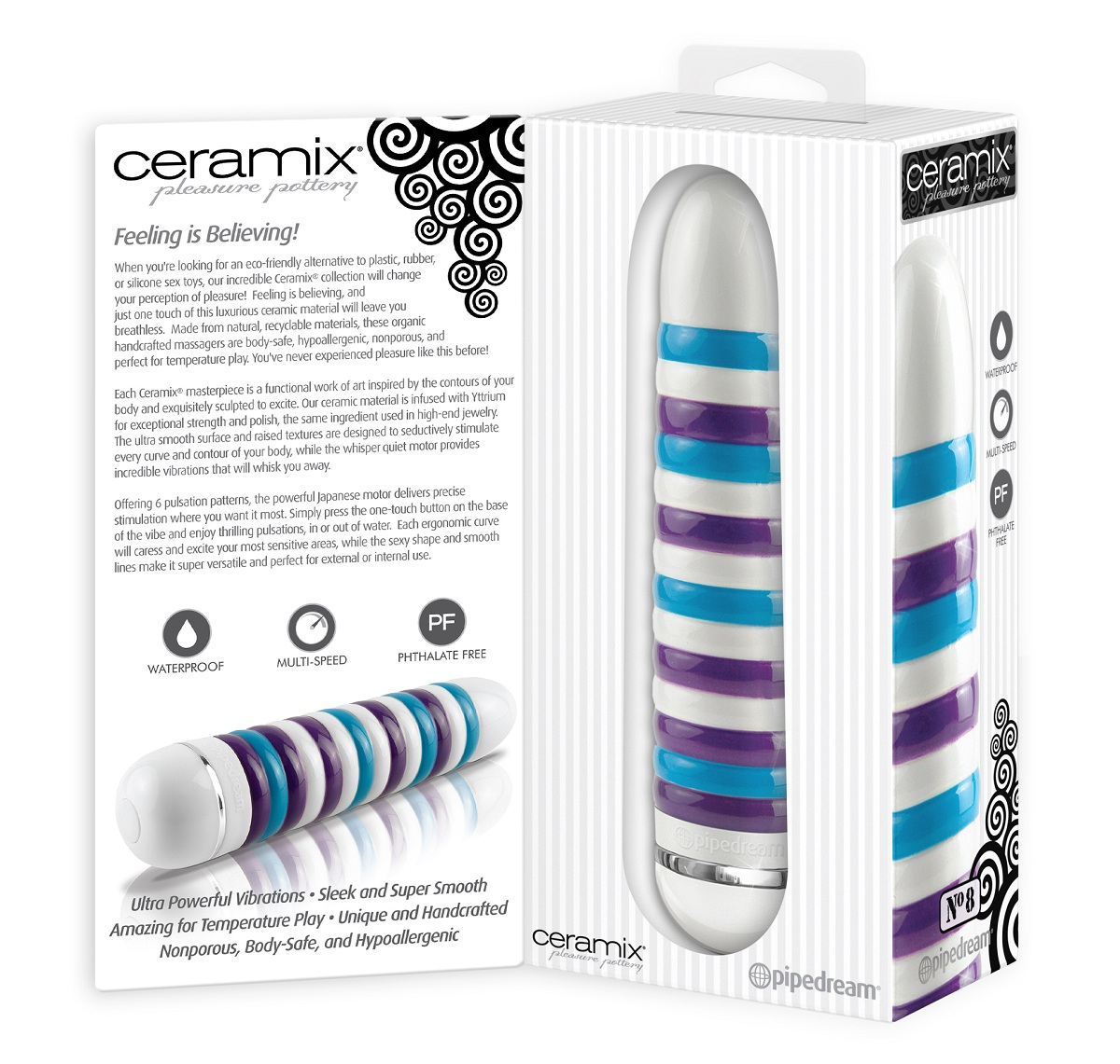 Керамический ребристый вибромассажер CERAMIX №8 - 17,5 см. - фото 132972 Керамический ребристый вибромассажер CERAMIX №8 - 17,5 см. - фото 132972