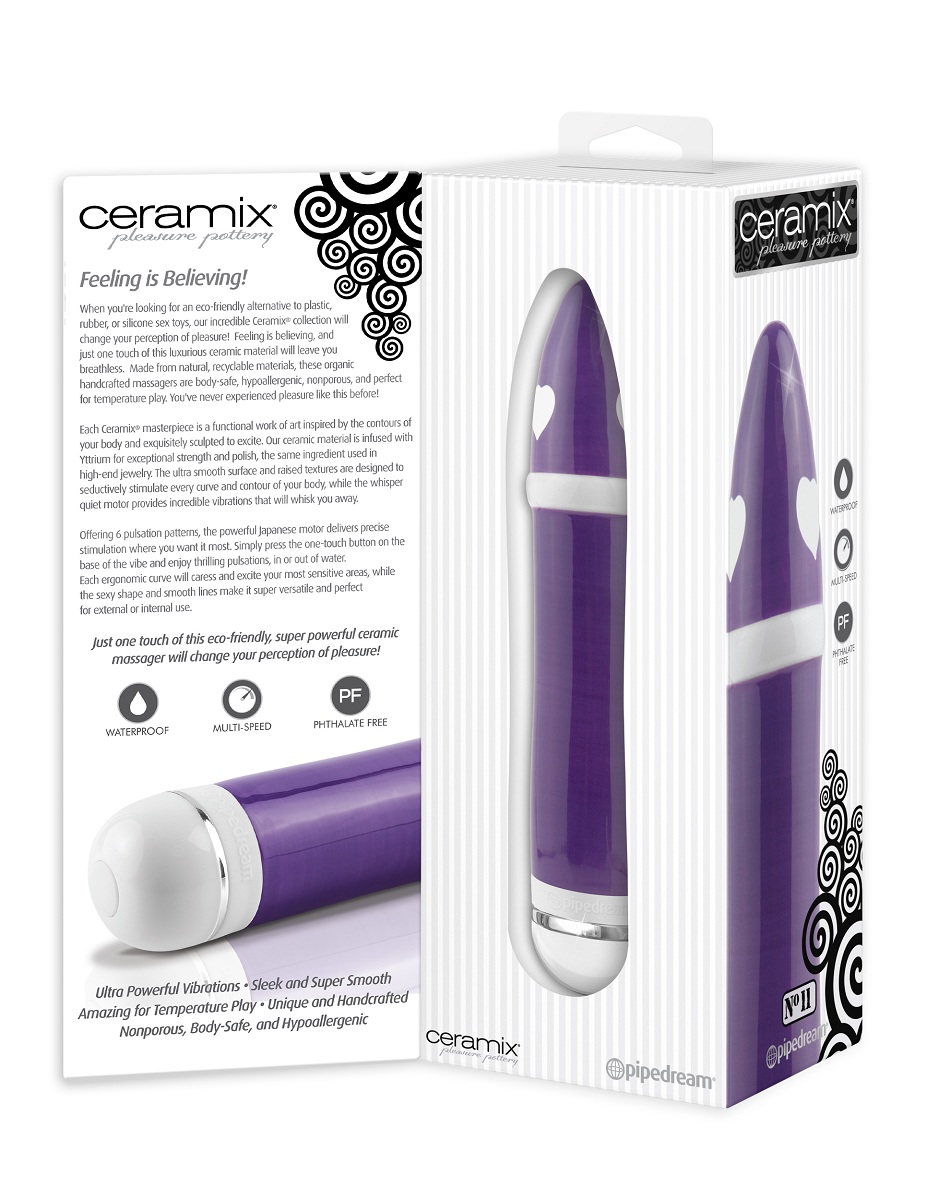 Гладкий керамический вибромассажер с сердечками Ceramix №11 - 20,3 см. - фото 132976 Гладкий керамический вибромассажер с сердечками Ceramix №11 - 20,3 см. - фото 132976