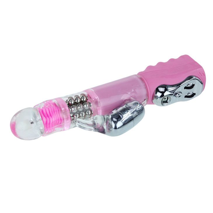 Вибромассажер с вращением и стимулятором клитора - 25,5 см. - фото 133128