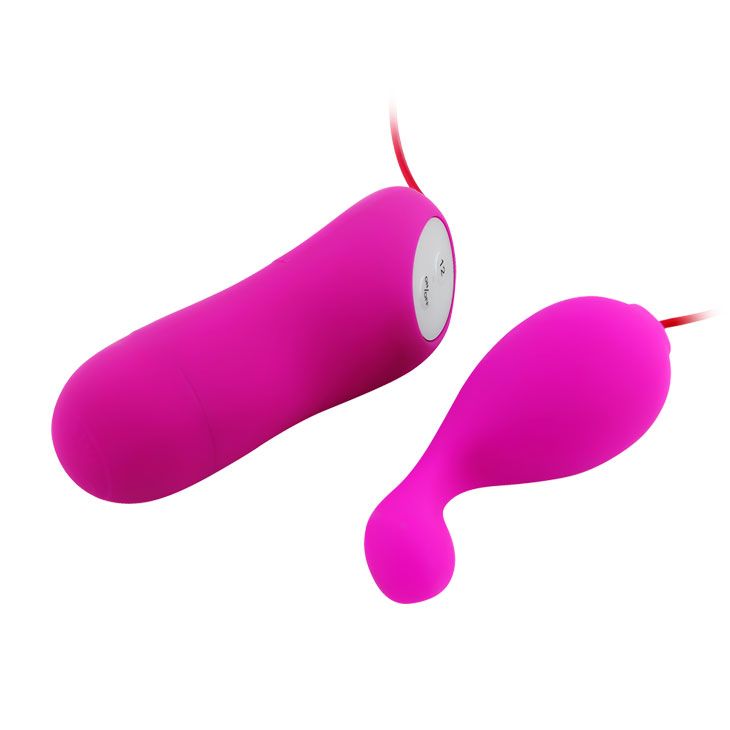Розовый вибростимулятор с тонким кончиком и выносным пультом управления - фото 133206