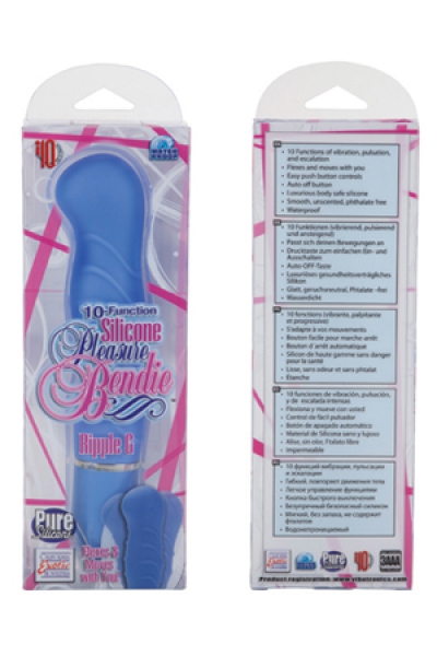 Голубой гнущийся вибратор Silicone Pleasure Bendie Ripple G s - 17,3 см. - фото 133380