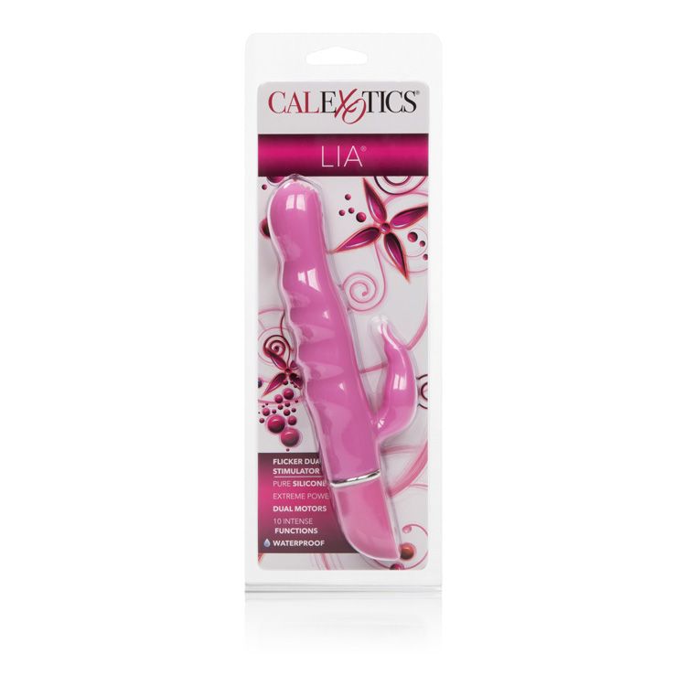 Розовый силиконовый вибратор Lia Dual Stimulator - 20 см. - фото 133395