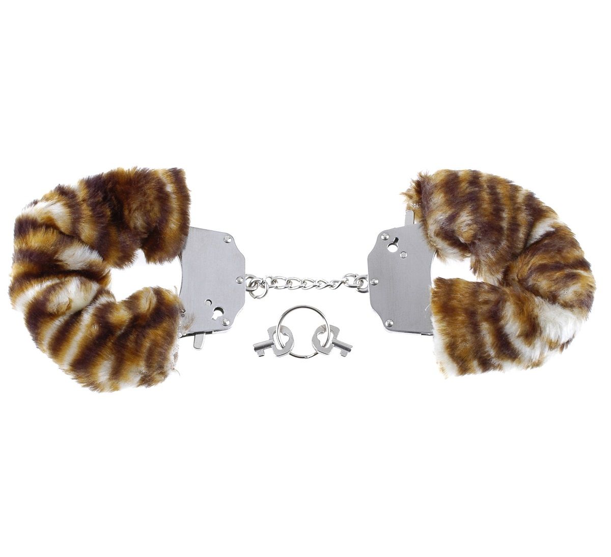 Металлические наручники Original Furry Cuffs с мехом под тигра - фото 133546