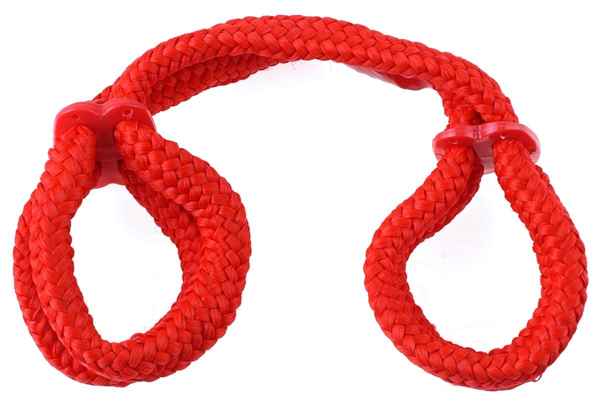 Красные верёвочные оковы на руки или ноги Silk Rope Love Cuffs - фото 133583