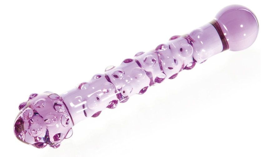 Фиолетовый стеклянный фаллоимитатор с шишечками - 19,5 см. - фото 307305