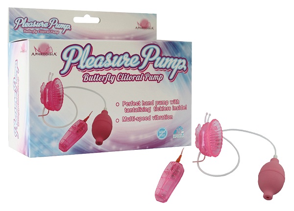 Розовая помпа с вибрацией Pleasure Pump Butterfly Clitoral - фото 198405