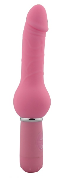 Розовый реалистичный вибратор с ограничителем Curvy Dong - 20,5 см. - фото 215024