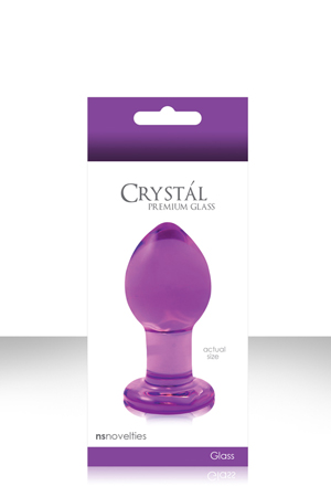 Фиолетовая стеклянная анальная пробка Crystal Medium - 7,6 см. - фото 239483