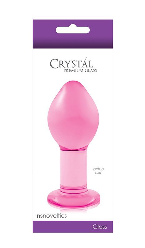 Большая розовая стеклянная анальная пробка CRYSTAL PLUG - 10 см. - фото 133889