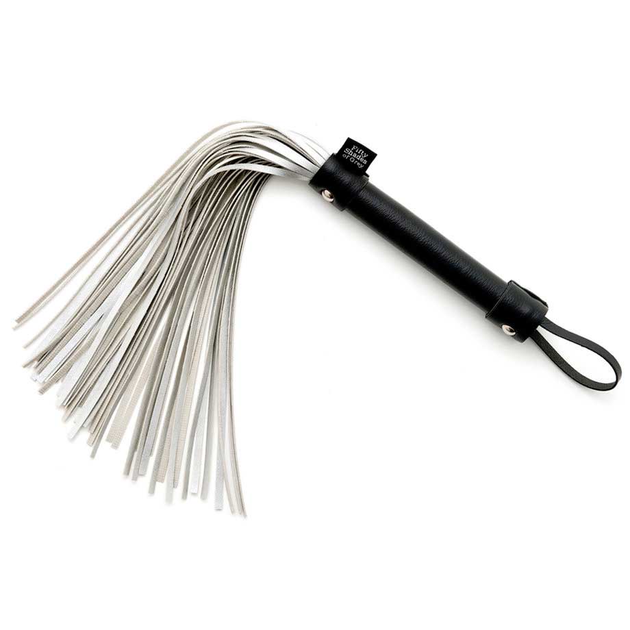 Серебристая многохвостая плетка Satin Flogger - 37,5 см. - фото 134006