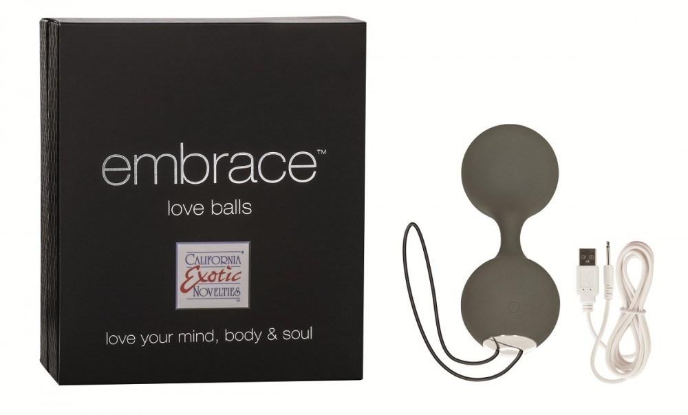 Вагинальные шарики Embrace серого цвета с вибрацией - фото 134694 Вагинальные шарики Embrace серого цвета с вибрацией - фото 134694