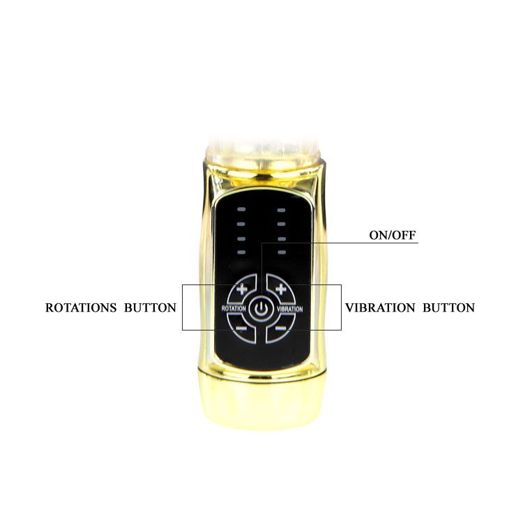 Золотистый вибратор Gold Rabbit Prince с ротацией - 21,5 см. - фото 134763