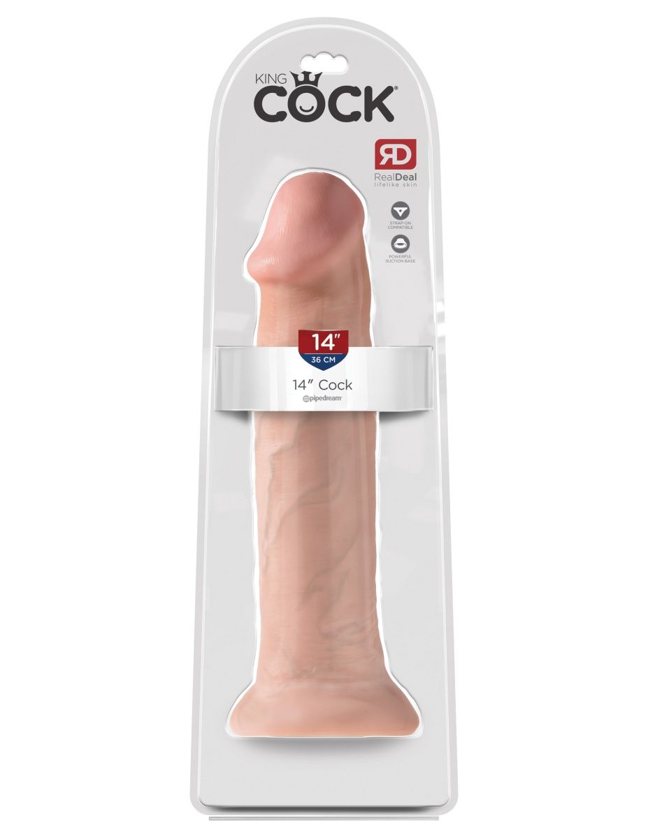 Телесный фаллоимитатор-гигант на присоске 14 Cock - 36 см. - фото 174805