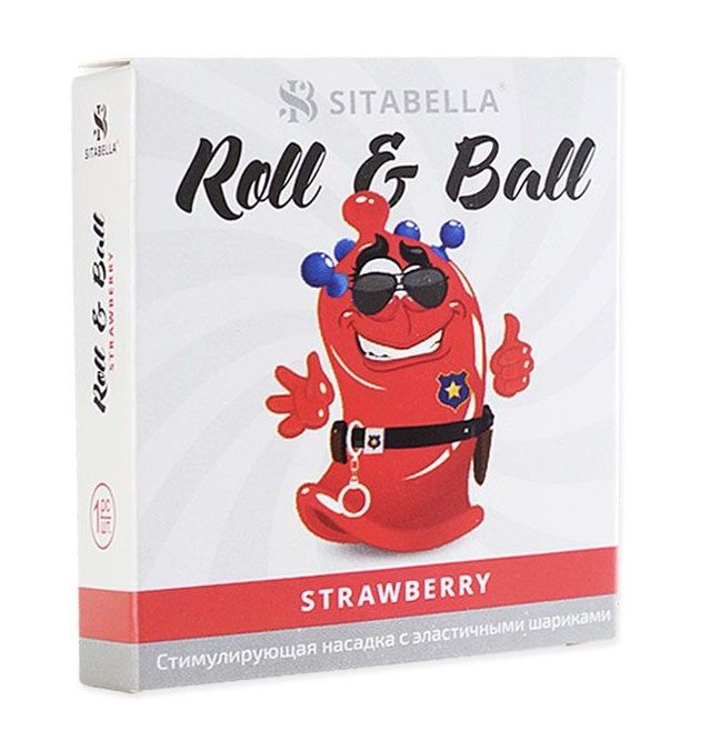 Стимулирующий презерватив-насадка Roll   Ball Strawberry - фото 342294