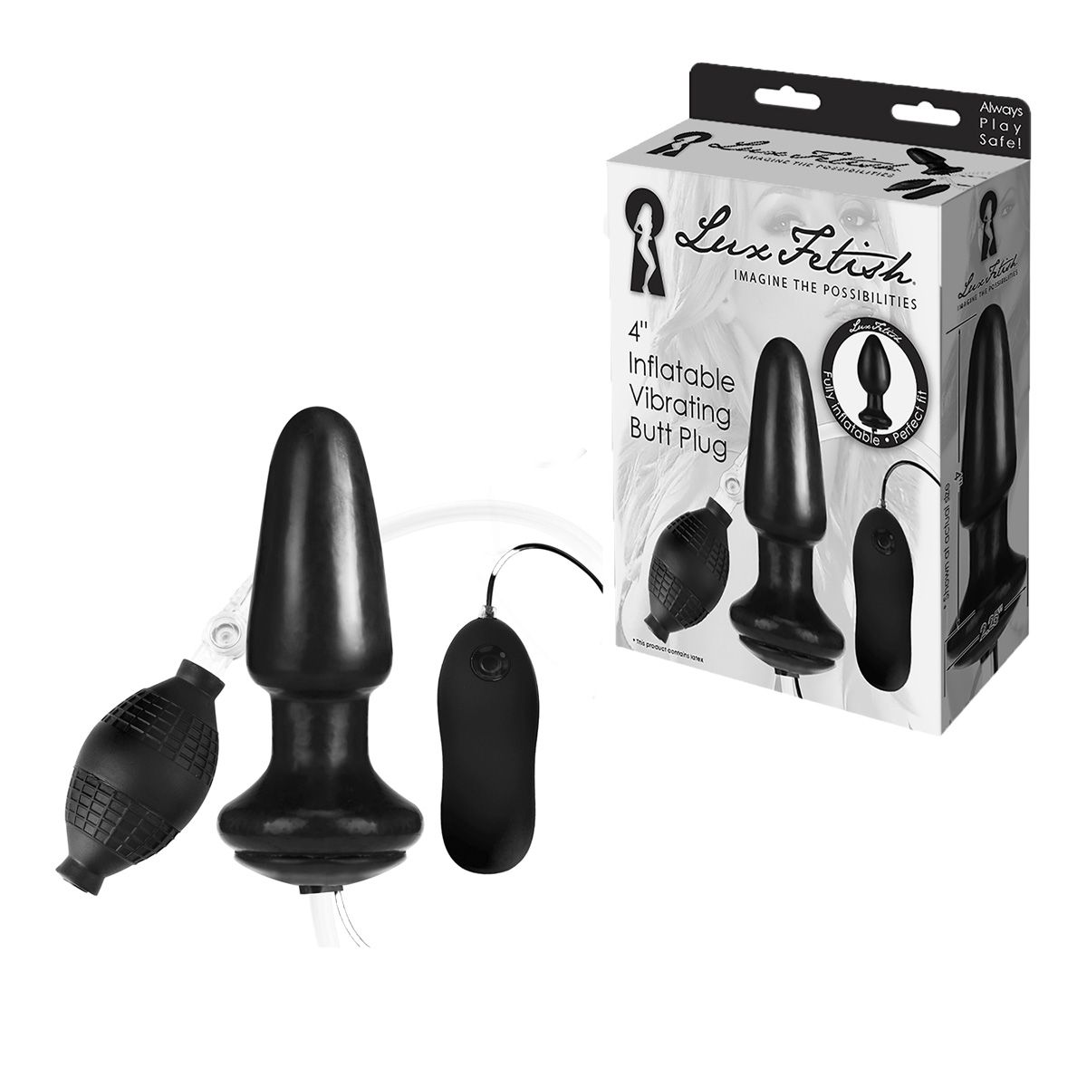 Надувная вибрирующая анальная пробка Inflatable Vibrating Butt Plug - 10,2 см. - фото 175341