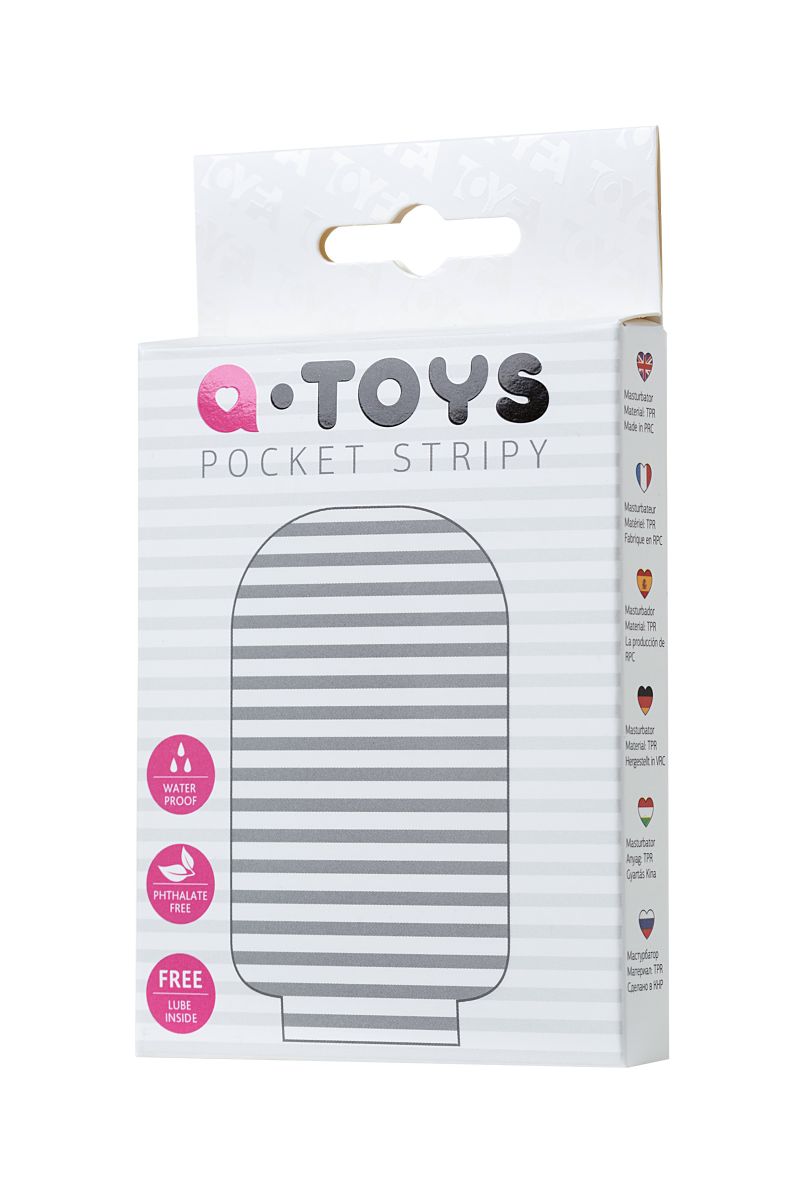 Белый мастурбатор A-Toys Pocket Stripy - фото 175688