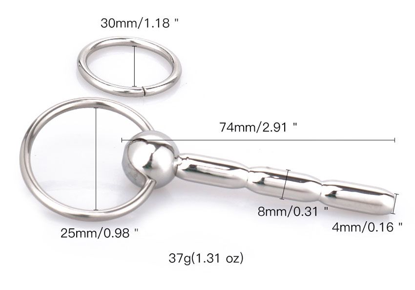 Уретральный металлический стимулятор с ограничителем