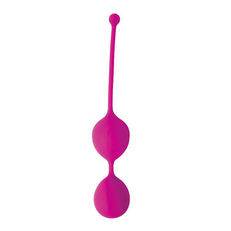 Ярко-розовые двойные вагинальные шарики Cosmo с хвостиком для извлечения - фото 308188