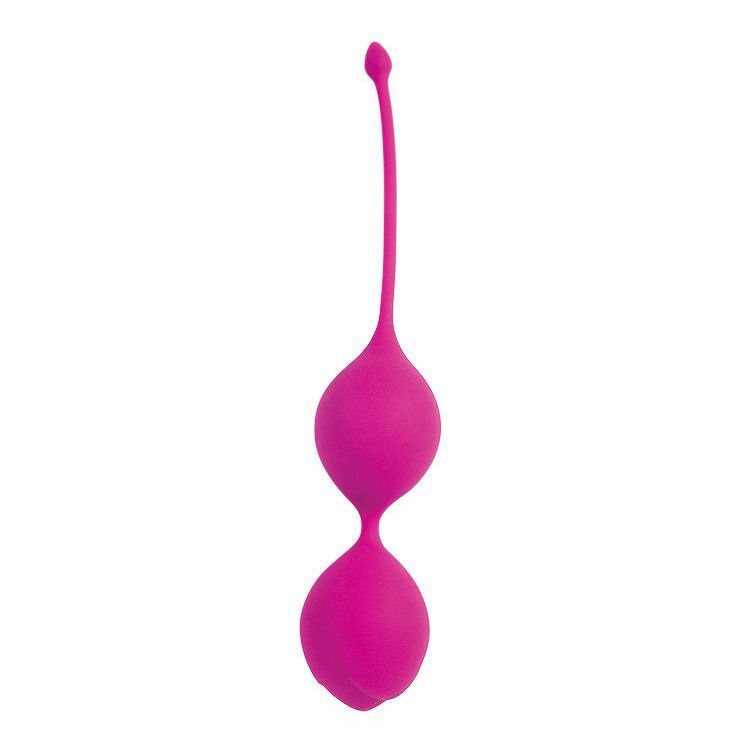 Ярко-розовые двойные вагинальные шарики с хвостиком Cosmo - фото 174930