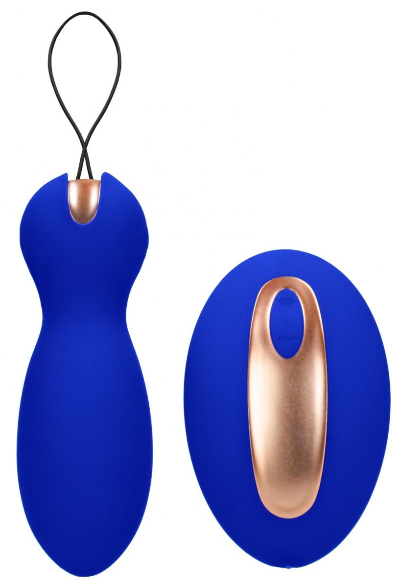 Синие вагинальные шарики Purity с пультом ДУ - фото 361642