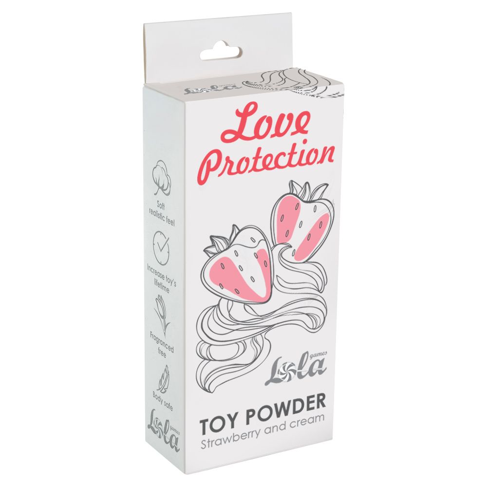 Пудра для игрушек Love Protection с ароматом клубники со сливками - 30 гр. - фото 178152