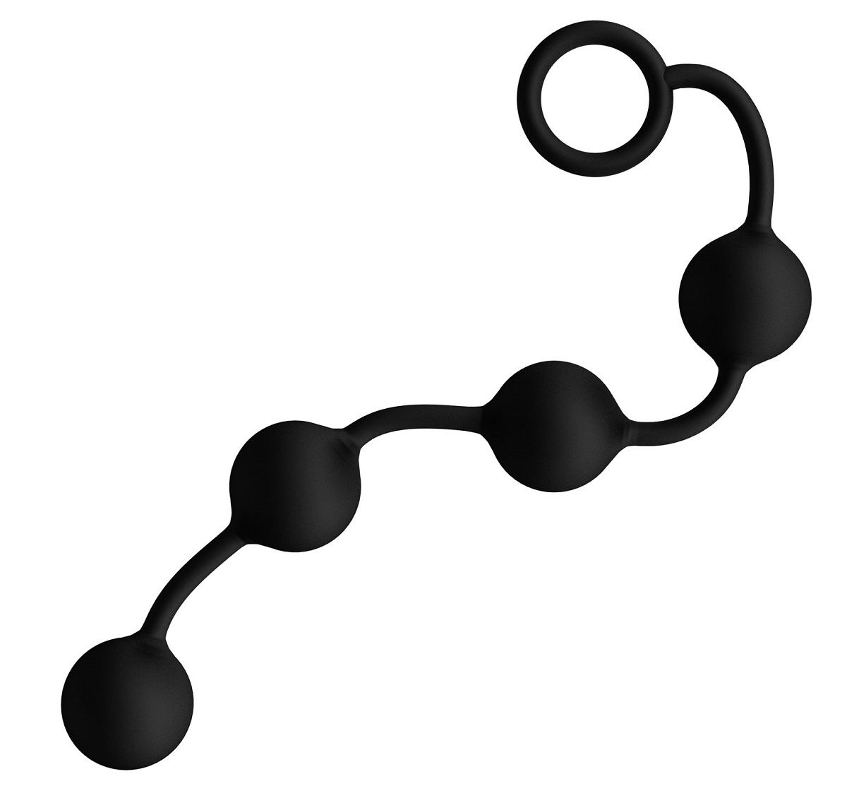 Большая черная анальная цепочка из 4 шариков - 49 см. - фото 176253