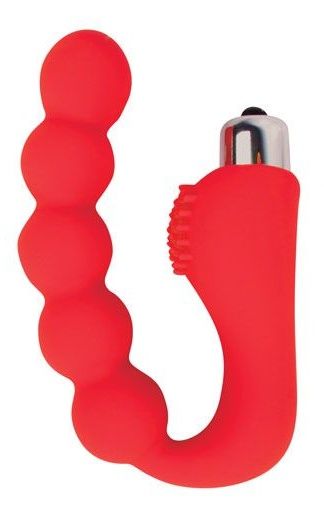 Красный силиконовый вибромассажер-елочка - фото 176373