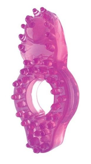 Розовое эрекционное кольцо с бугорками - фото 178869