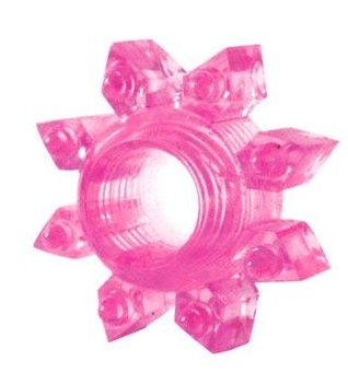 Розовое эрекционное кольцо Cockring star - фото 307780