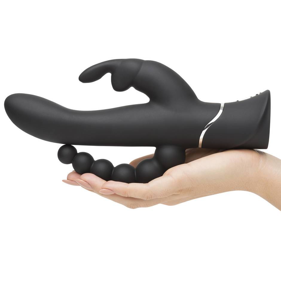 Черный перезаряжаемый вибратор Triple Curve Rechargeable Rabbit Vibrator - 25,4 см. - фото 179645