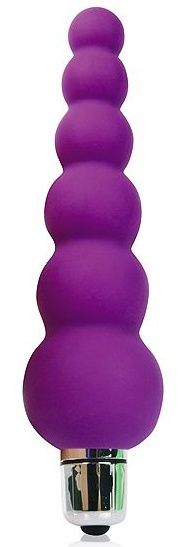 Фиолетовый анальный вибромассажер-елочка - 12 см. - фото 178022