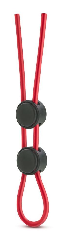 Красное силиконовое лассо на пенис с двумя утяжками Silicone Double Loop Cock Ring - фото 178278