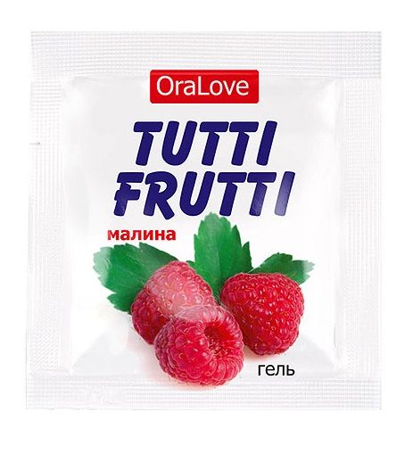 Пробник гель-смазки Tutti-frutti с малиновым вкусом - 4 гр. - фото 178850