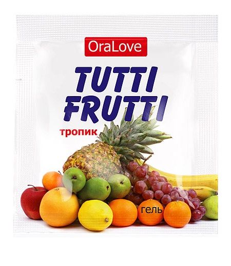 Пробник гель-смазки Tutti-frutti со вкусом тропических фруктов - 4 гр. - фото 189506