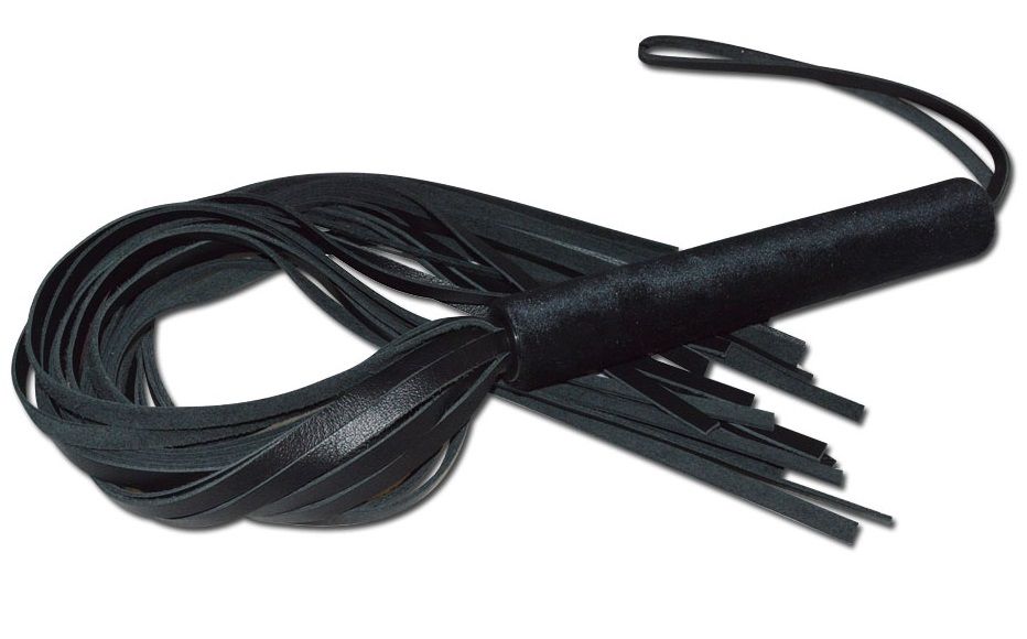 Чёрная кожаная плеть с жесткой ручкой - 63 см. - фото 178910