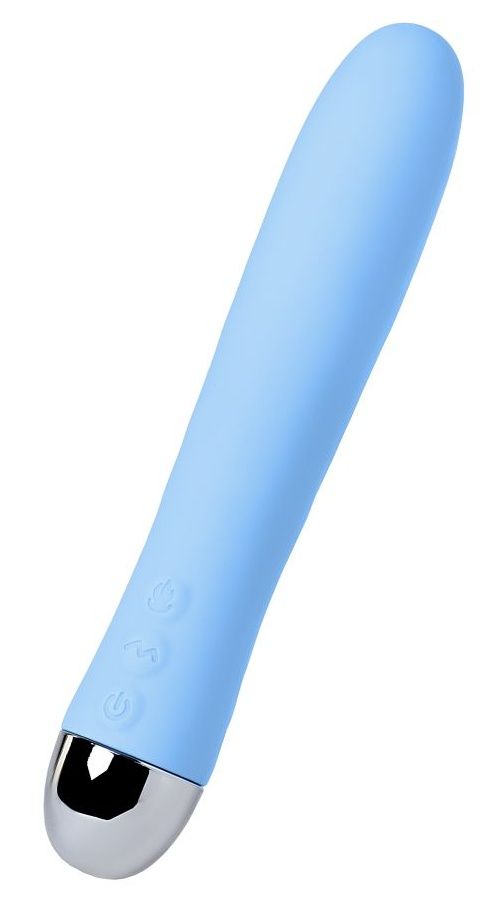 Голубой силиконовый вибратор с функцией нагрева и пульсирующими шариками FAHRENHEIT - 19 см. ToyFa 796006