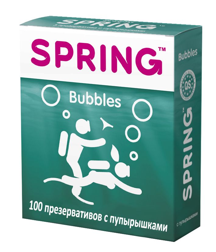 Презервативы SPRING BUBBLES с пупырышками - 100 шт. - фото 213974
