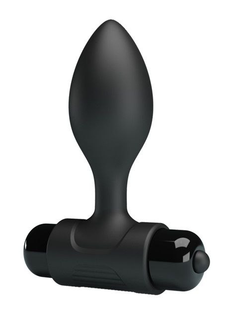 Черная анальная пробка с мощной вибрацией Vibra - 8,6 см. - фото 179753