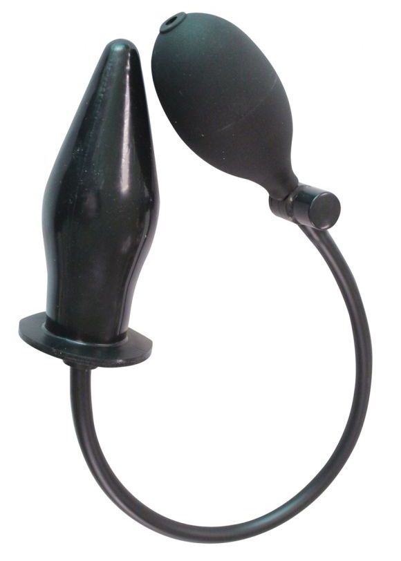 Черный анальный стимулятор с расширением Pumpn Play Plug - 12 см. - фото 180139