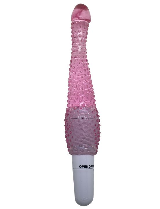 Розовый анальный вибратор с пупырышками - 22 см. - фото 180611