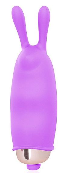 Фиолетовый клиторальный вибромассажер с ушками - 7,5 см. - фото 181897