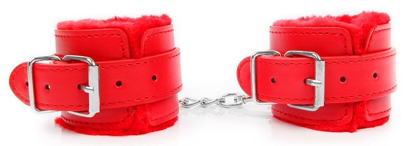 Красные мягкие наручники на регулируемых ремешках - фото 46991
