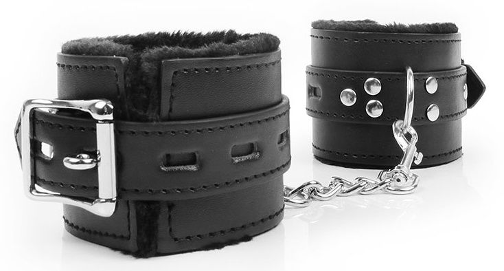 Черные наручники на металлических карабинах - фото 182294