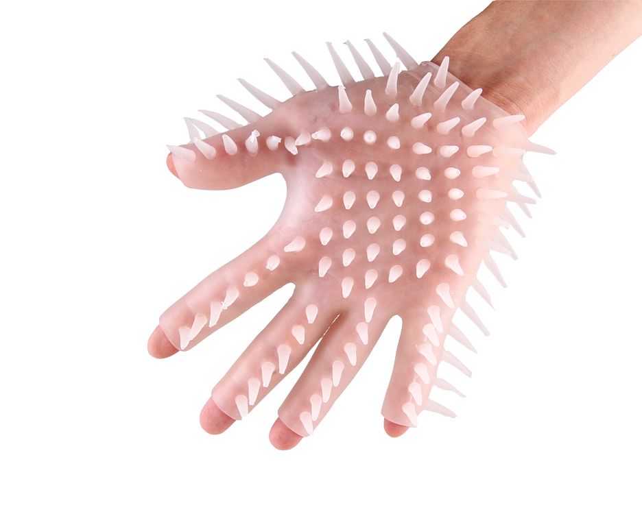 Прозрачная перчатка с рельефом для мастурбации Brazzers BRQ001