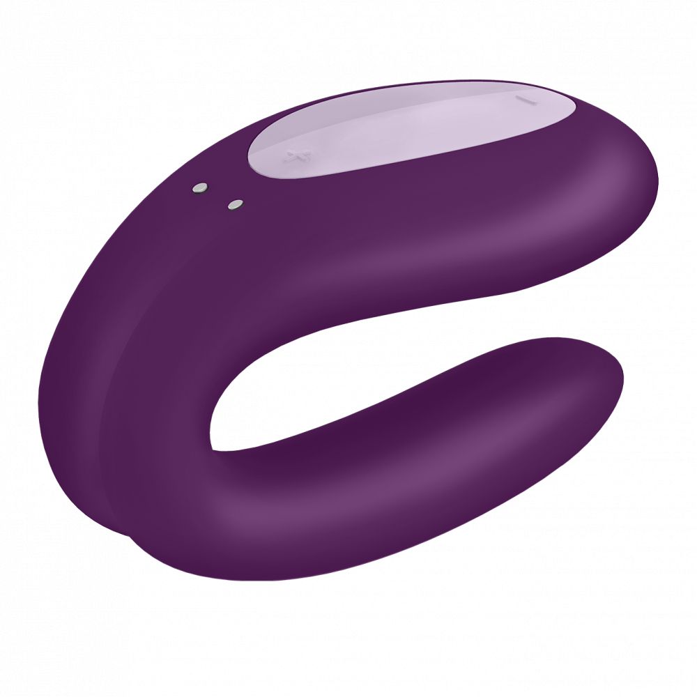 Фиолетовый вибратор для пар Double Joy с управлением через приложение - фото 369175