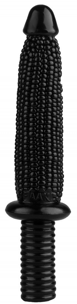 Черный анальный реалистичный стимулятор  Кукуруза  - 33,5 см.