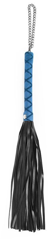 Черная многохвостая плеть-флоггер с синей ручкой - 40 см. Bior toys NTB-80645