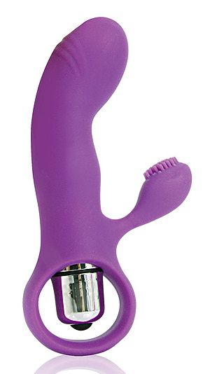 Фиолетовый вибромассажер COSMO с покрытым усиками клиторальным стимулятором - фото 687058