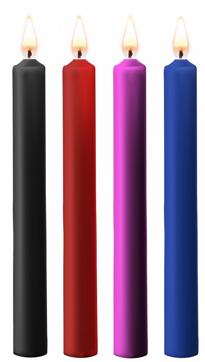 Набор из 4 разноцветных восковых свечей Teasing Wax Candles Large Shots Media BV OU489MIX
